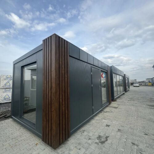 Kantoorunit 5x3 m voor buiten – modulaire units 10 Modulaire kantoorunit, zijaanzicht, standaard uitvoering